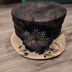 Toucan Collection New York Elegant Black and Tan Feathered Women's Hat